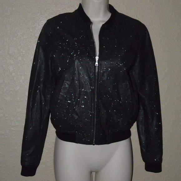 Sz S Neil Barrett Black Leather Destroyed Slim Fit Cropped Jacket - Picture 1 of 8
